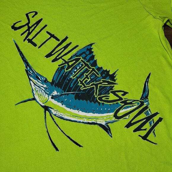 Salt Water Soul LS Green Unisex Tee - Size 2XL - Picture 2 of 5